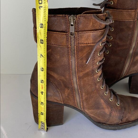 Born Cass Brown Suede Block Heel Boots Sz 8.5 Boho Moto Combat Urban Festival - Picture 10 of 15